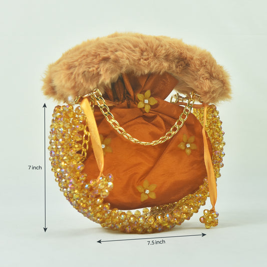 Crystal Round Shape Acrylic Hand Pouch